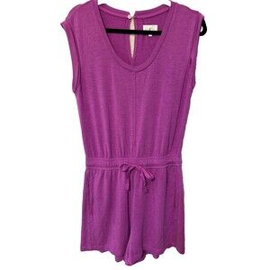 Lou & Grey XS Drawstring Romper with Pockets Purple Scoop Neck‎